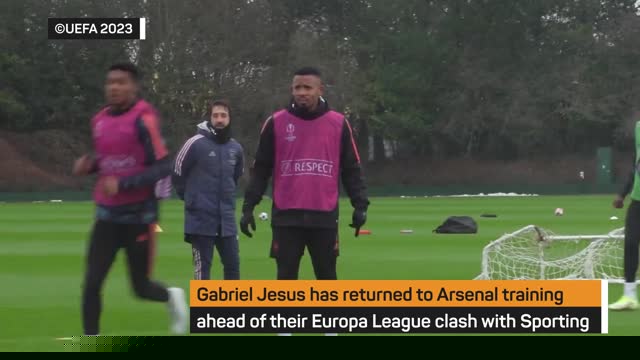 Gabriel Jesus returns to Arsenal training ahead of Sporting clash