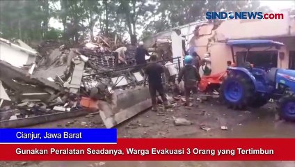 Gunakan Peralatan Seadanya, Warga Evakuasi 3 Orang yang Tertimbun