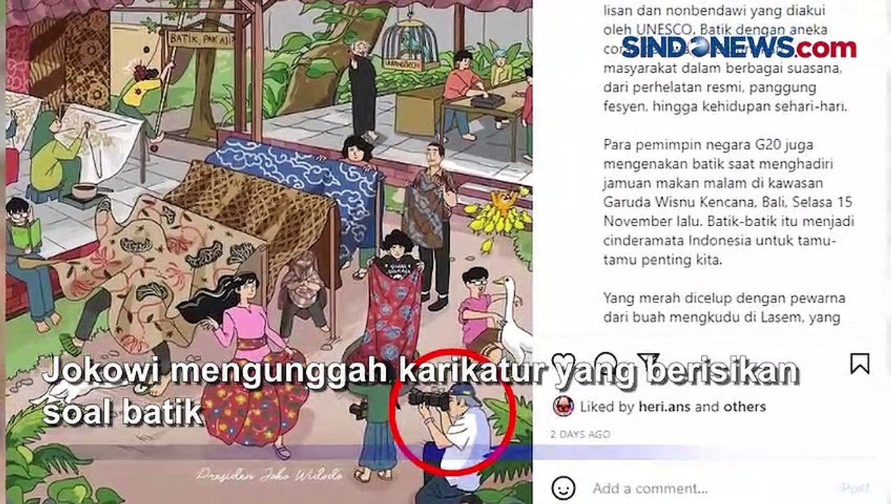 Jokowi Unggah Karikatur Soal Batik, Ada Menteri PUPR Basuki Jadi Fotografer
