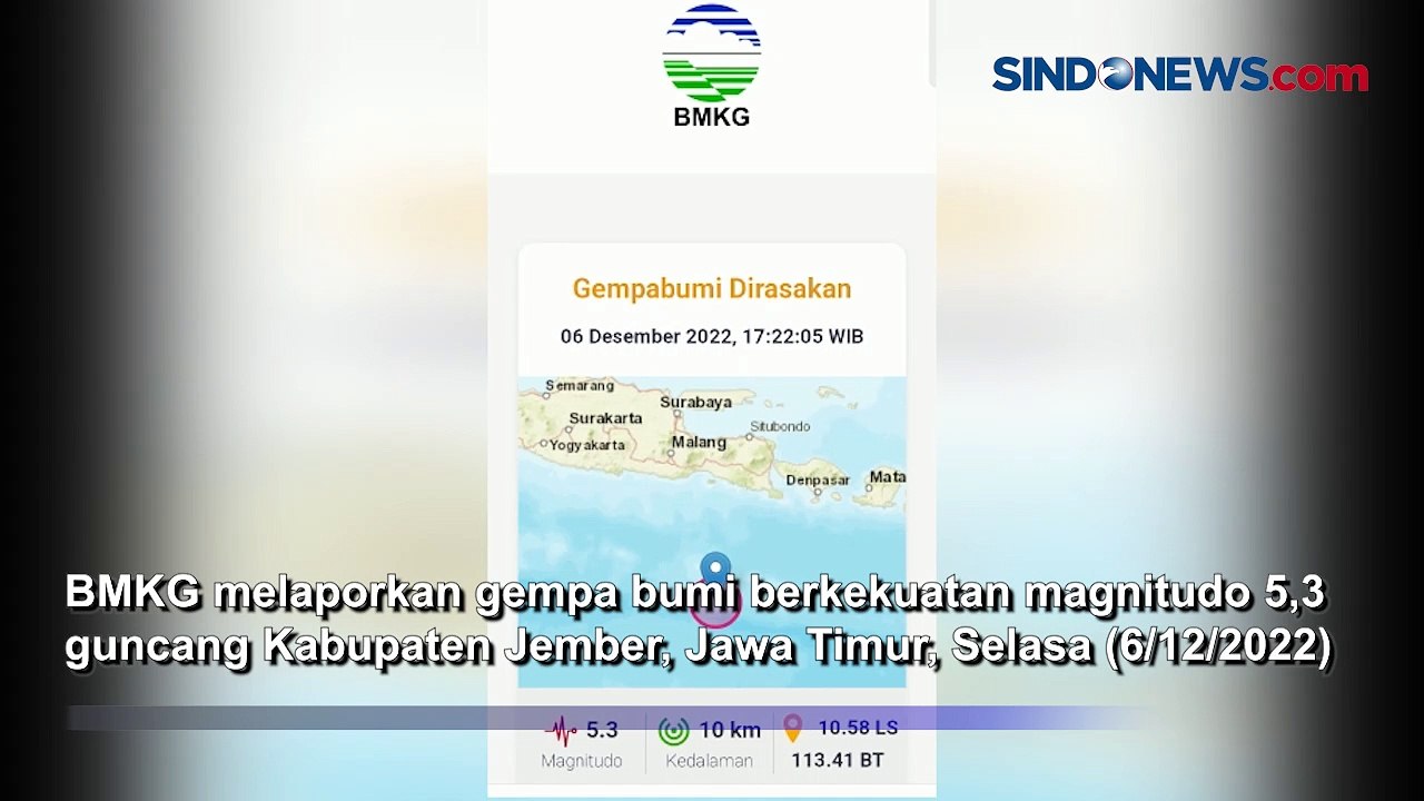 Tak Berpotensi Tsunami, Gempa Bumi M 5,3 Guncang Jember