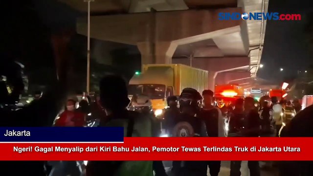 Ngeri! Gagal Menyalip dari Kiri Bahu Jalan, Pemotor Tewas Terlindas Truk di Jakarta Utara