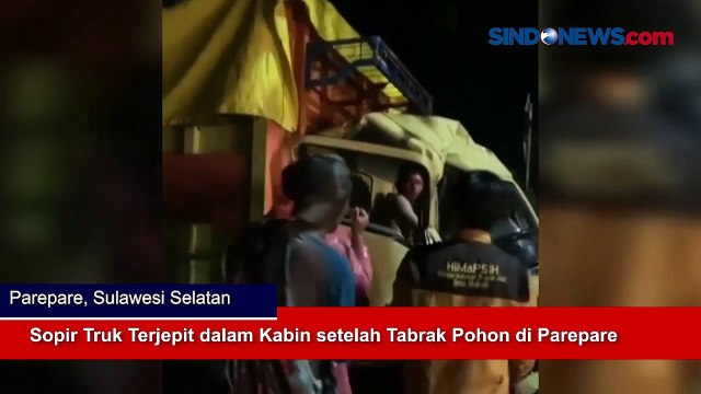 Sopir Truk Terjepit dalam Kabin setelah Tabrak Pohon di Parepare