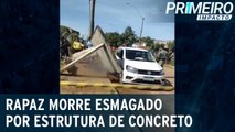 Estrutura de concreto de ponto de ônibus desaba e mata rapaz