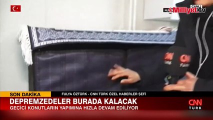 Gaziantep'in Nurdağı ilçesinde geçici konutların yapımına hızla devam ediliyor
