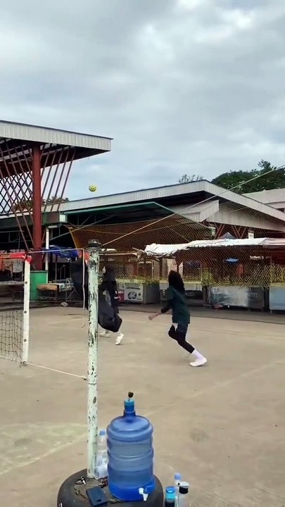 Girls play Sepak takraw