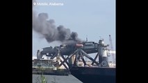 WARNING: Large fire broke out on a multi-story oil rig Mobile | Alabama