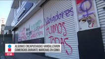 8M: Encapuchadas vandalizaron comercios durante marchas en CDMX