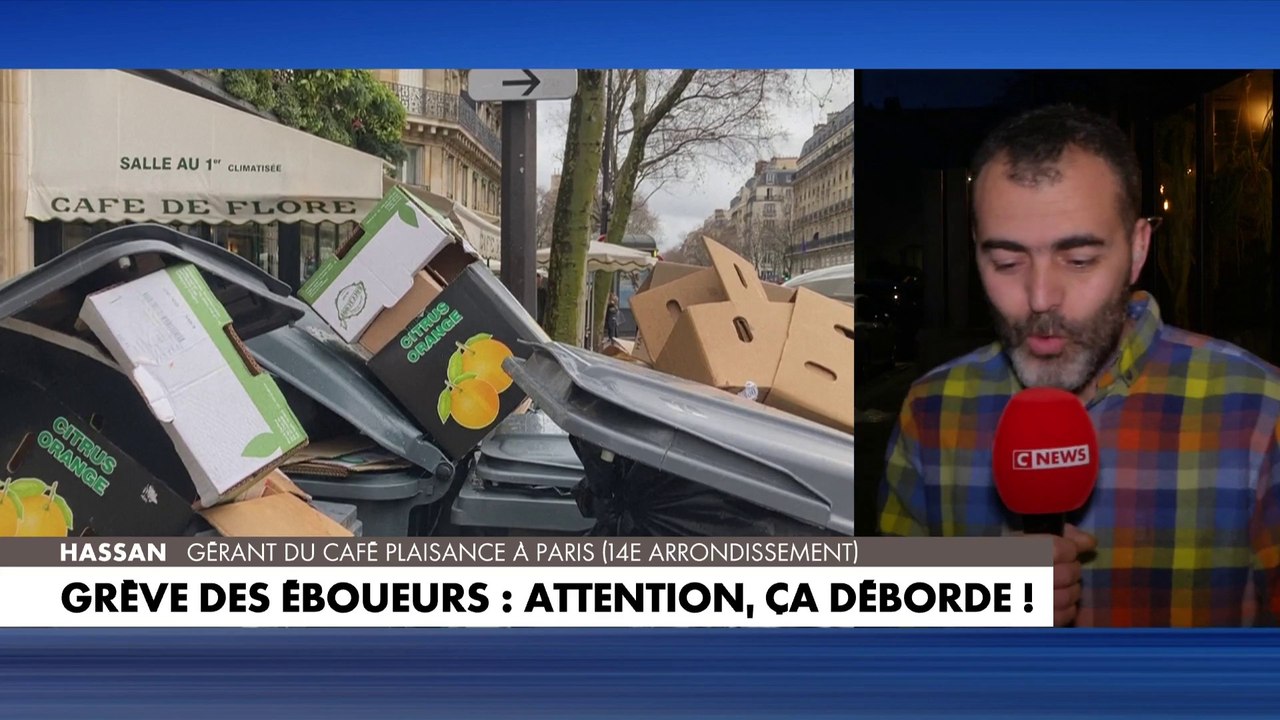 Hassan, gérant d’un café dans le 14e arrondissement de Paris, sur la grève des éboueurs : «ça fait 4 jours que les poubelles n’ont pas été ramassées»