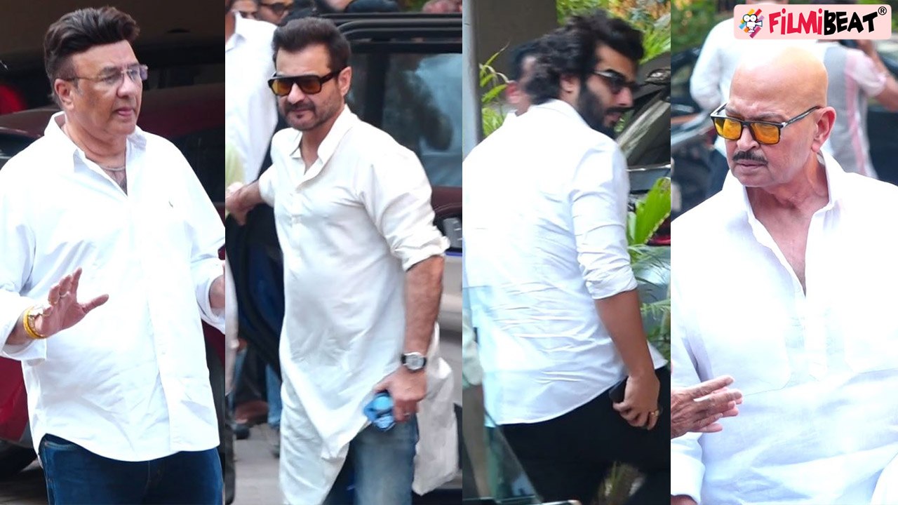 Arjun Kapoor, Rakesh Roshan, Sanjay Kapoor, Anu Malik arrives at Satish Kaushik House