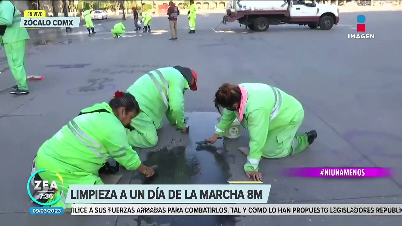 Comenzaron las labores de limpieza en el Zócalo CDMX tras la marcha del ...