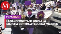 María Elena Ríos se manifiesta en marcha del 8M