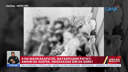 4 na magkakapatid, natagpuang patay; amain na suspek, nagsaksak din sa sarili | UB