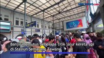 Penumpang Menumpuk di Stasiun Pasar Senen Imbas Banjir Semarang