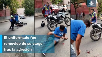 Policía de tránsito noquea a taxista con técnica de boxeo