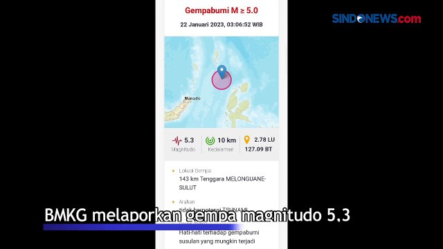Melonguane Sulut Diguncang Gempa Magnitudo 5,3