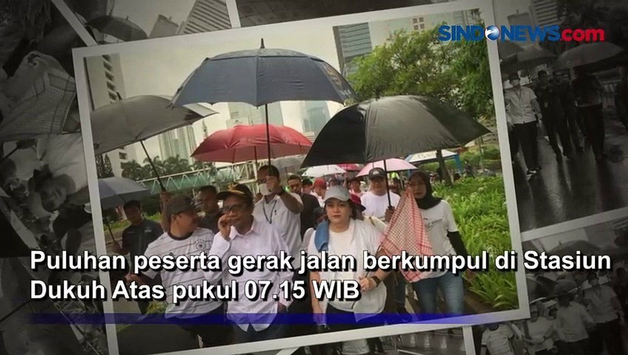 Diguyur Hujan, Mahfud MD dan Komnas HAM Antusias Gerak Jalan di CFD Sudirman Thamrin