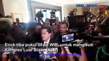 Tebar Senyum, Erick Thohir Tiba di Lokasi KLB Pemilihan Ketum PSSI