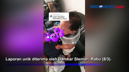 Viral, Kepala Bocah Ini Tersangkut Loyang Kue Milik Ibunya, Damkar Turun Tangan