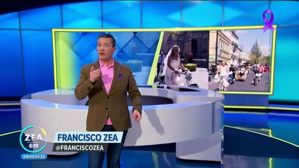 Pareja de novios llega en bicicleta a su boda