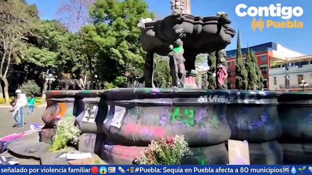 Limpian edificios y restauran monumentos tras el #8M en #Puebla