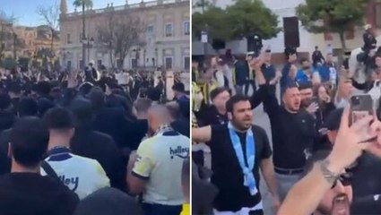 Fenerbahçe taraftarı İspanya'da yine aynı sloganı attı