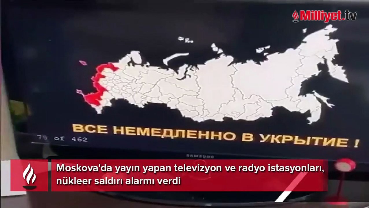 Moskova'da yayın yapan televizyon ve radyo istasyonları, nükleer saldırı alarmı verdi