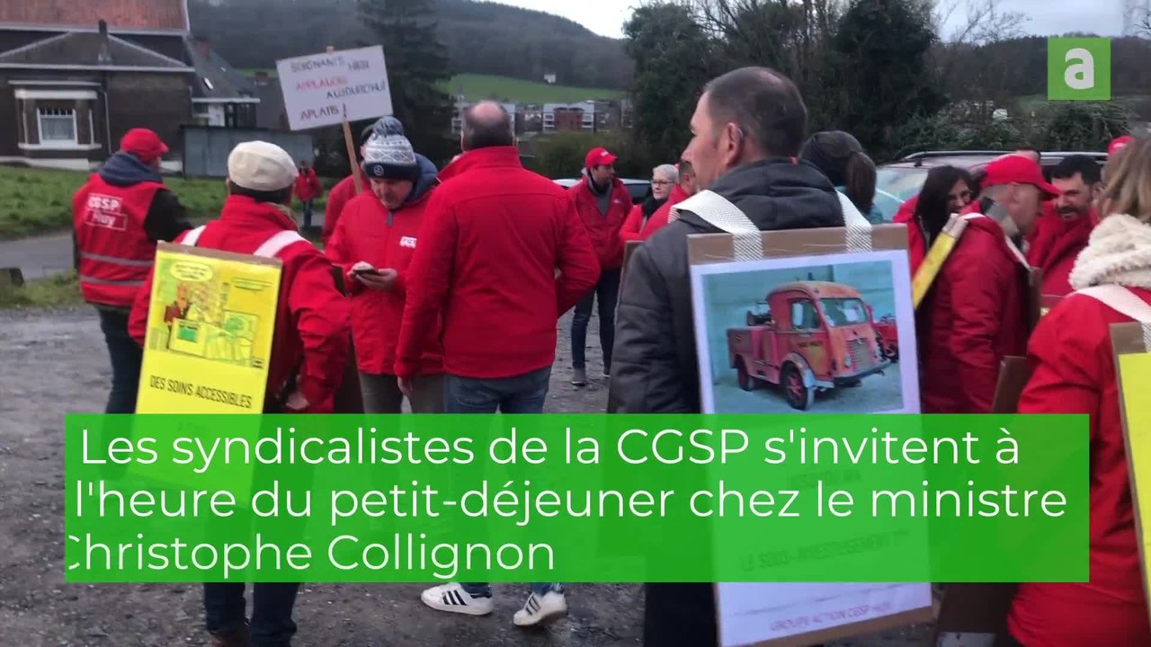 Les syndicalistes s'invitent chez le ministre Christophe Collignon à l'heure du petit-déjeuner
