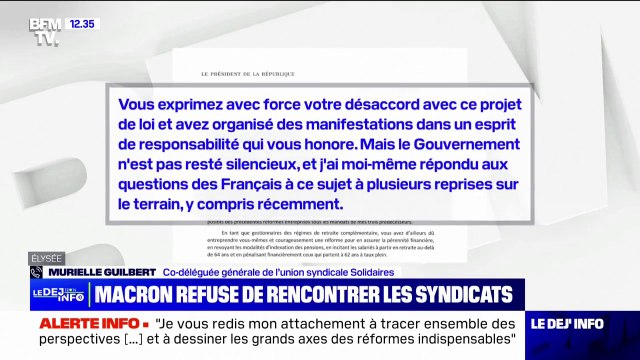 Emmanuel Macron refuse de recevoir les syndicats: Ce type d'attitude peut susciter encore plus de colère , estime Murielle Guilbert (union syndicale Solidaires)