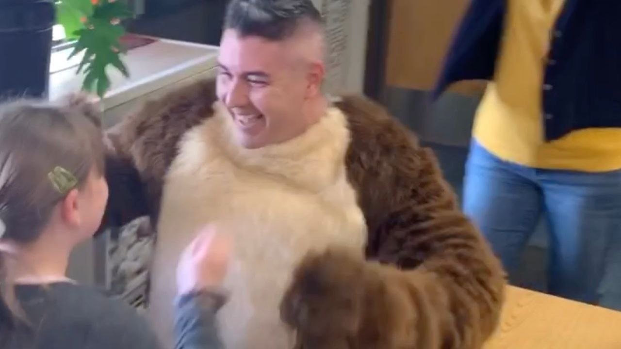 Soldier Surprises Stepdaughter With Homecoming In Otter Mascot Costume
