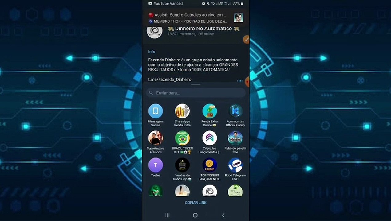 Robô de celular para adicionar membros no telegram