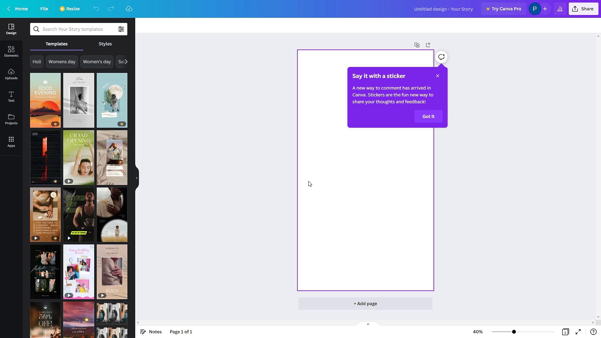 Canva Course Section 2 Options to Create a New Blank File