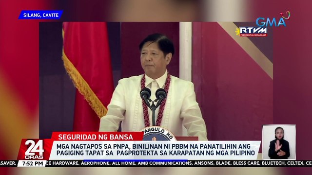 Mga nagtapos sa PNPA, binilinan ni PBBM na panatilihin ang pagiging tapat sa pagprotekta sa karapatan ng mga Pilipino | 24 Oras