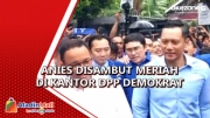 Anies Baswedan Disambut Yel-Yel Pemenangan saat Tiba di Kantor DPP Demokrat