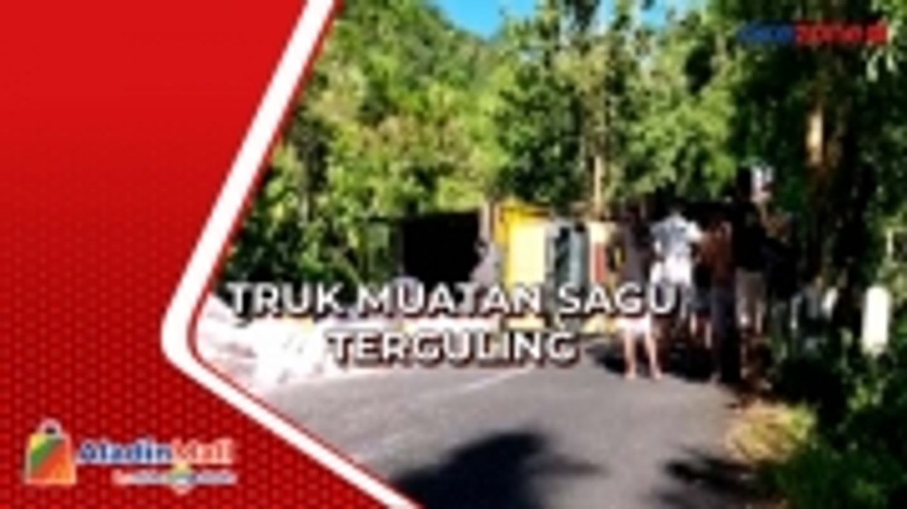 Gegara Google Map, Truk Muatan Sagu Terguling di Tanjakan Bibis Yogyakarta