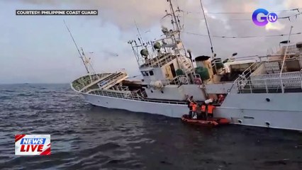 Fishing vessel, tumagilid sa Calapan, Oriental Mindoro; 5 Japanese crew members, nasagip | News Live