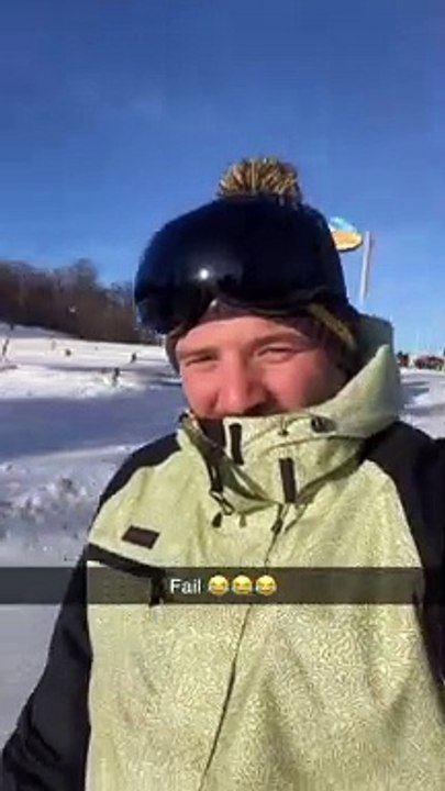 Skier Not Paying Attention to Surroundings Gets a Surprise