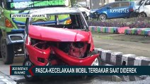 Sebuah Minibus Terbakar di Jakarta Timur, Api Berkobar saat Mobil Diderek Usai Tabrak Separator