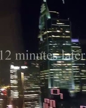 Two giant UFOs with a size of about 100m appeared in the sky above Montreal, Canada. They are shining brightly to inform the Canadian public of the presence of a giant UFO.