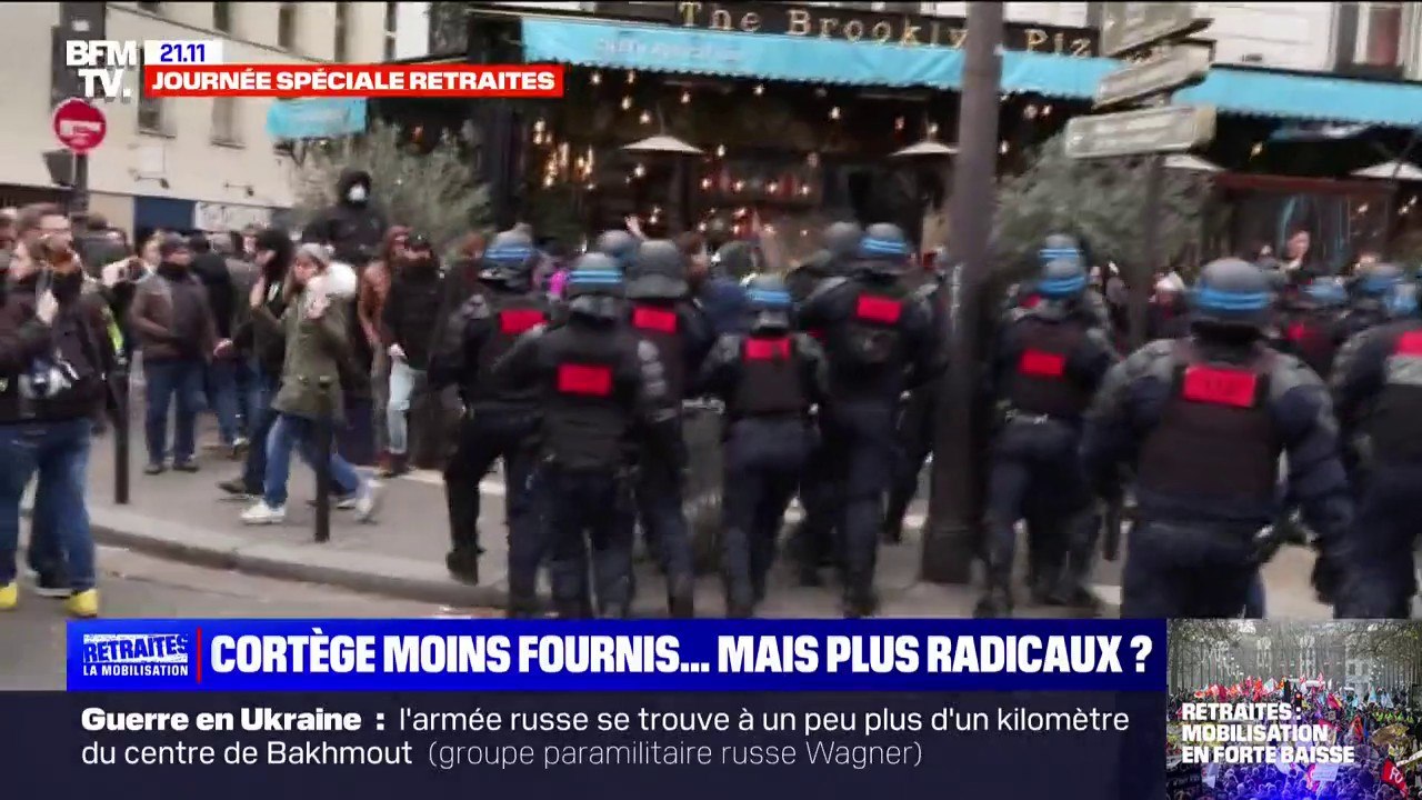 Manifestation: les images d'une intervention massive des forces de l'ordre pour disperser un black bloc dans le cortège parisien