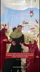 Momen ketika seorang pengantin pria di peluk oleh temannya yang ternyata malah membuat kaget