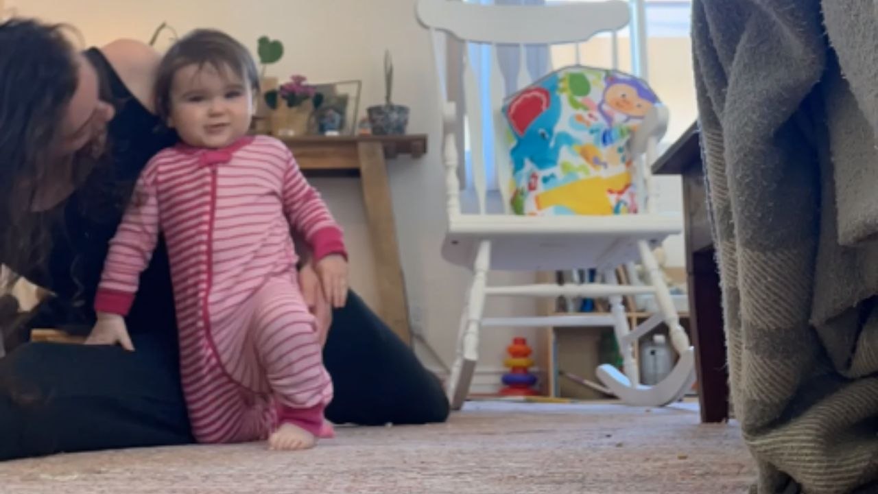 Baby girl adds joy to mom's workout routine with her adorable antics *Stretching & Snuggling*