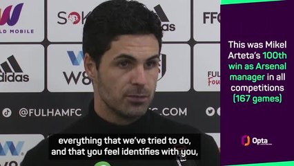 Descargar video: Arteta thrilled with 100th Arsenal win following 'convincing' victory over Fulham