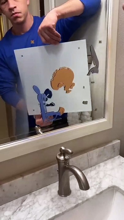 He fixed the bathroom mirror!