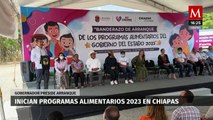 Gobernador de Chiapas, Rutilio Escandón da banderazo a programas alimentarios