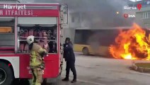 Bursa’da seyir halindeki halk otobüsü alev alev yandı