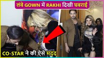Main Heroine Hoon... Rakhi Sawant Gets Nervous, Co-Star Adjusts Her Long Gown