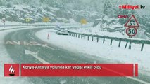 Konya-Antalya yolunda kar yağışı etkili oldu