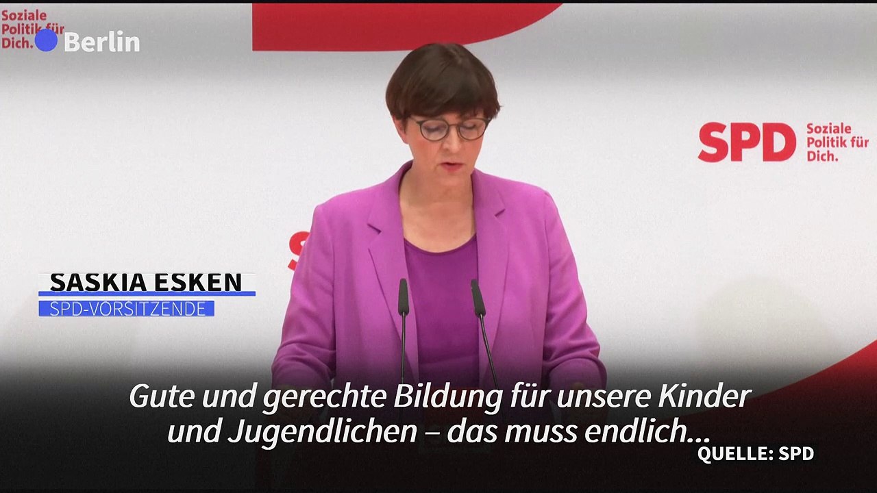 SPD-Chefin Esken fordert mehr Geld für die Bildung