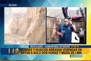 En pleno enlace en vivo casas colapsan tras el aumento del caudal del río Chillón en Puente Piedra