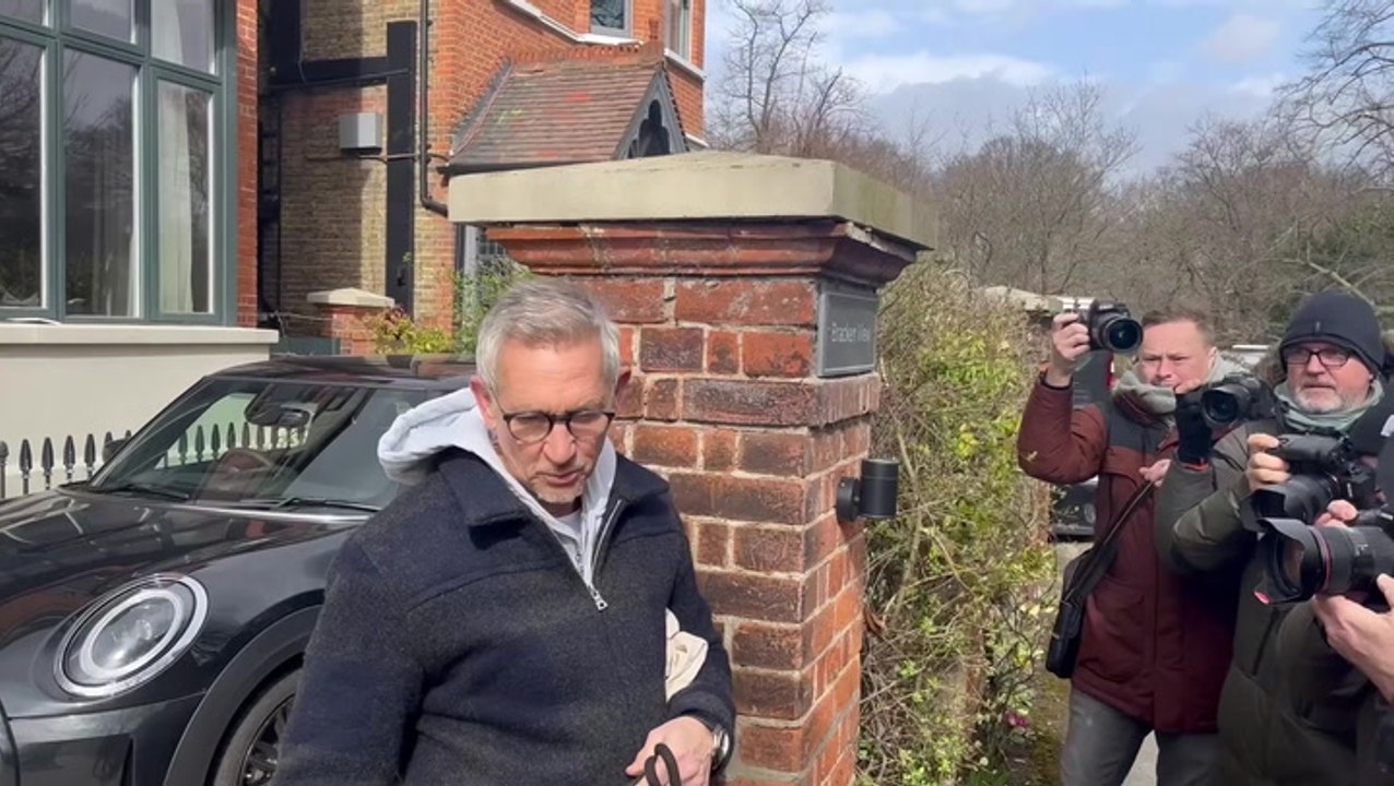 ‘Calm down’: Gary Lineker swarmed by reporters after BBC reinstates him on Match of the Day